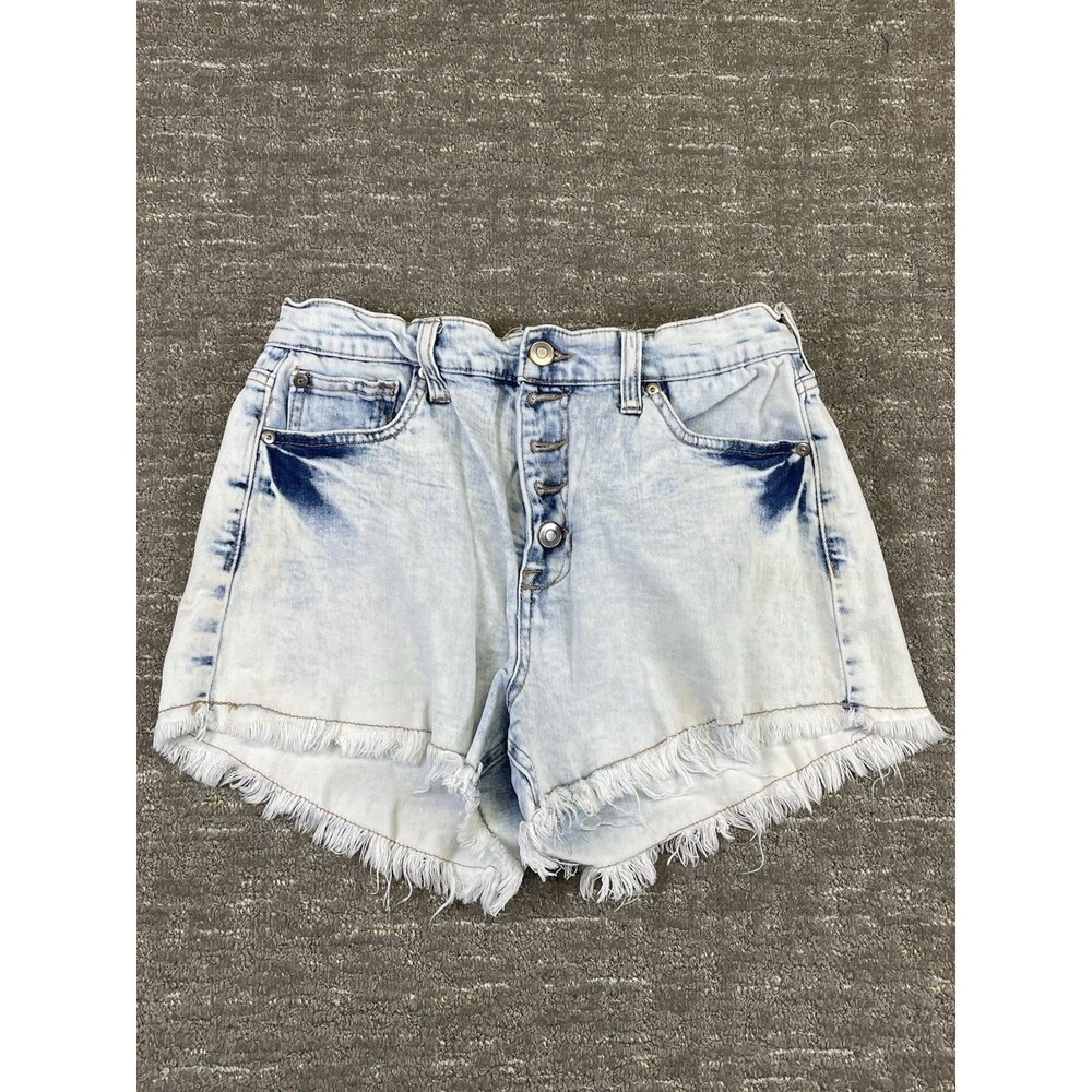 Altar'd State Shorts Womens 28 / 7 Juniors Light Wash Denim Frayed  Hem Button